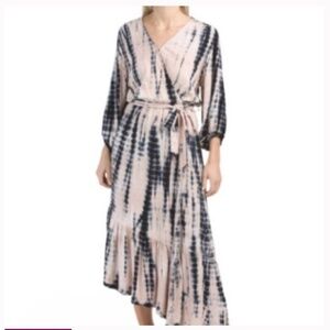 Young Fabulous & Broke Tie Dye Faux Wrap Midi Dress